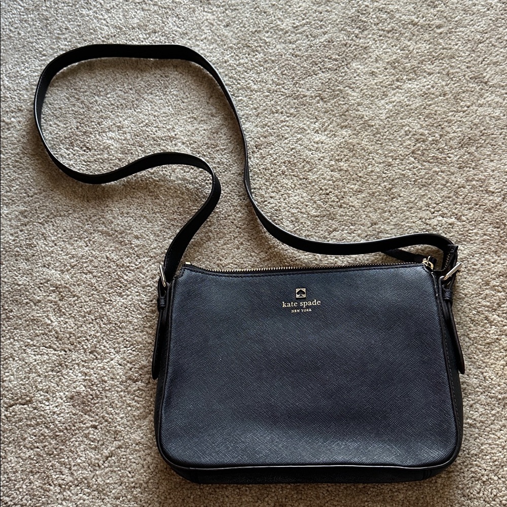 Kate Spade Saffiano Leather Black Small Slim Crossbody Purse
